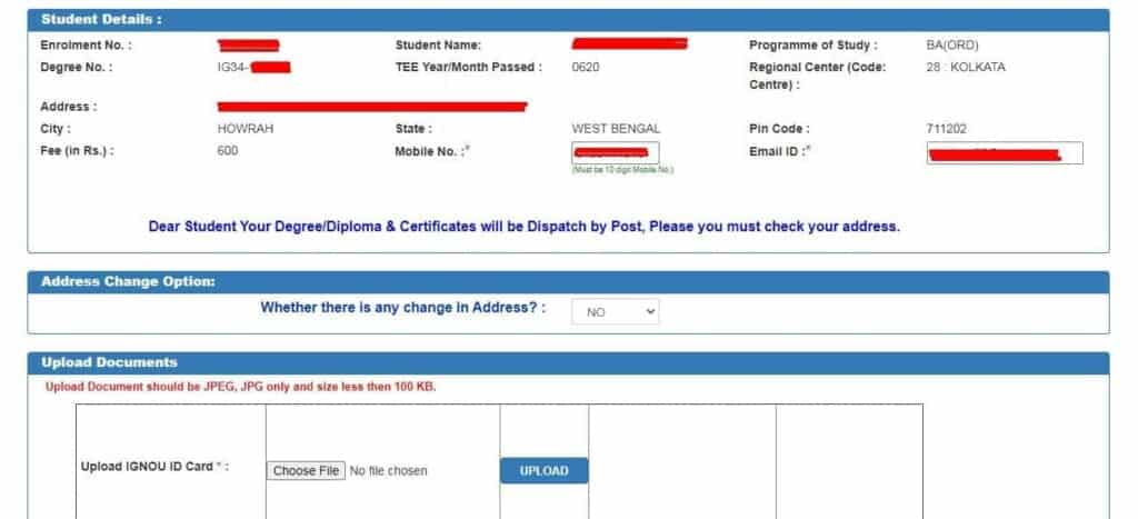 Degree certificate data