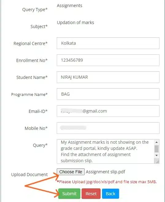 igram ignou complaint