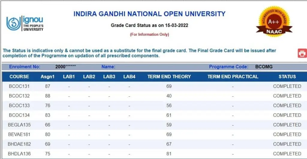 IGNOU-grade-card-status-for-BCOMG