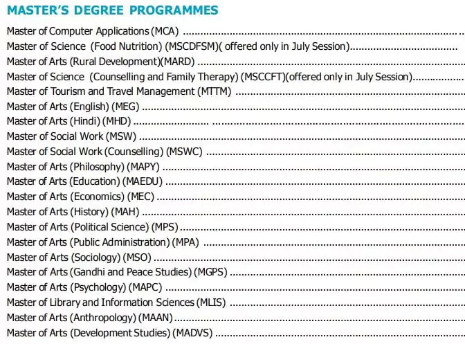 ignou-course-list