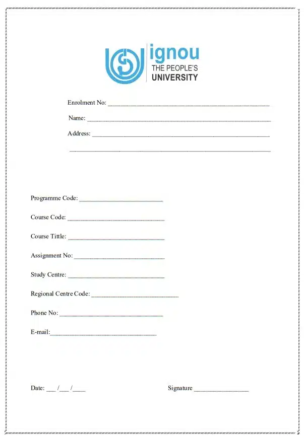 IGNOU assignment front page